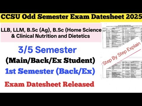 CCSU LLB Odd Semester Exam Datesheet 2025 | CCSU LLM Exam Datesheet | CCSU B.Sc (Ag) Exam Datesheet
