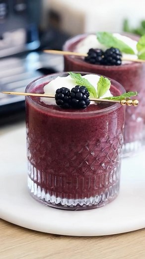 Cool and refreshing, this Blackberry, Hazelnut & Coconut frappe from...