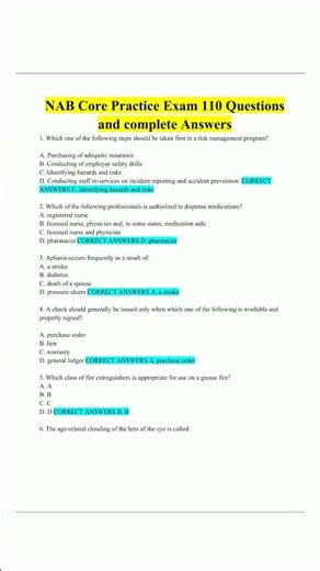 NAB Core Practice Exam 110 Questions and complete Answers2