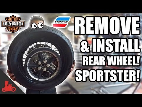 How To Remove & Install REAR WHEEL + Tire Change! - Harley Sportster!