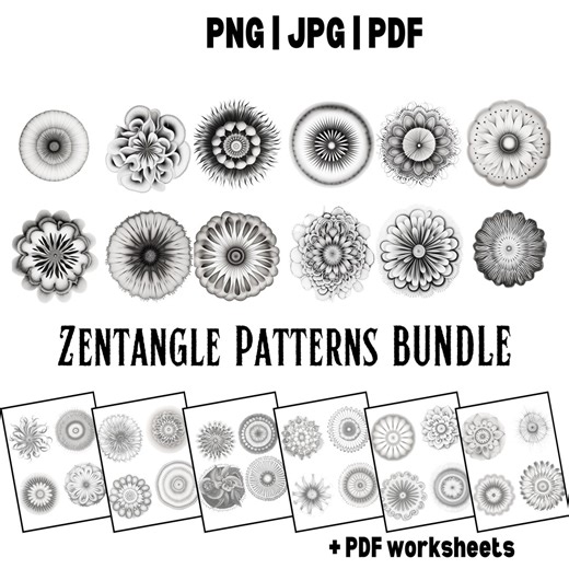 Zentangle Drawing Sheets – Creative Zendoodle Art Practice Templates | Printable Mindful Drawing Bundle PDF JPG PNG - Etsy