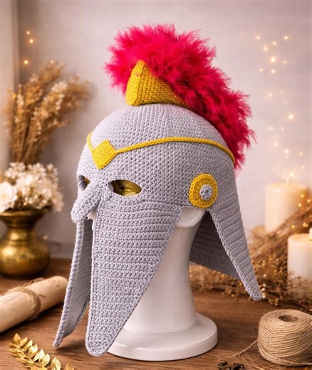 Crochet Trojan Helmet Pattern | Spartan Roman Cosplay Costume (PDF Download) - Etsy