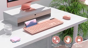 Watch Pink keyboard and mouse with phone holder on Amazon Live