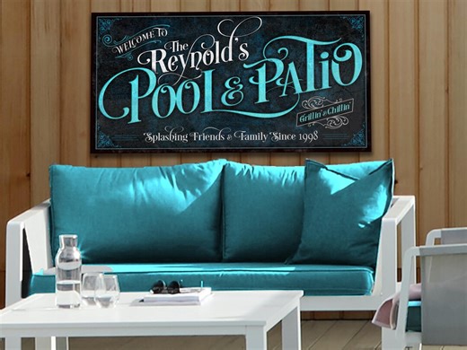 Digital Pool & Patio Family Sign: Personalized and Delivered in 24 Hours! - Etsy