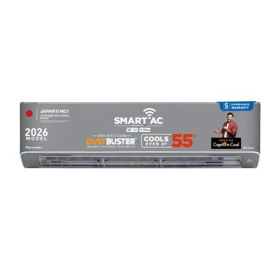 Panasonic 1.5 Ton 5Star Premium WiFi Inverter Smart SplitAC (DustBuster Technology, Matter Enabled, AI, nanoeX,nanoe-G, AQI Indication, 55°C Operation, HigherAirflow, Copper Condenser, 8in1 Convertible, 4-Way Swing, CS/CU-HU18CKY5XFMH-P, 2026 Model, Grey)