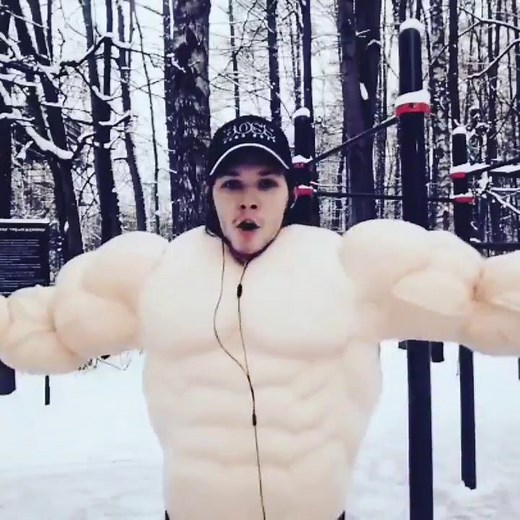 Bodybuilding traning REAL FAKE MUSCLE, muscle suit MUSCLE COSTUME amazing work :D