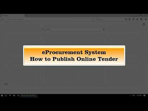 eProcurement - How to upload Tender Online