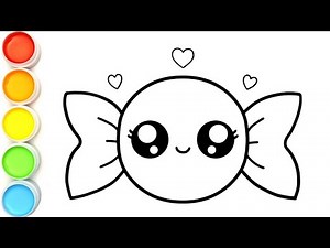 🍭 Cute Candy Drawing with Hearts | Easy Candy Coloring for Kids | Learn Colors 🎨