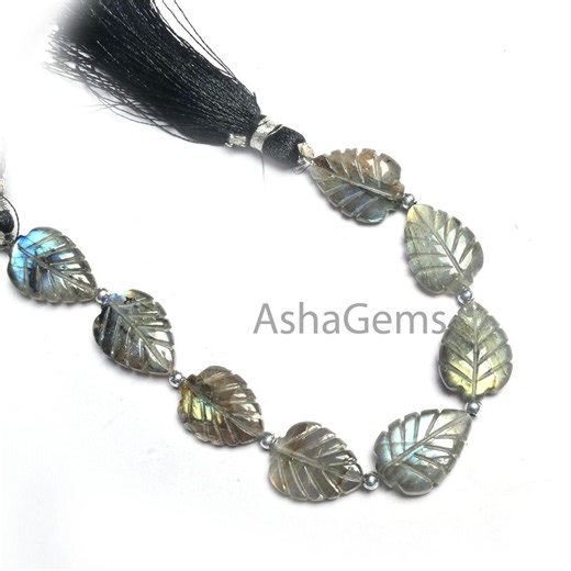 Flashy Labradorite Carving Leaf Beads: Carved Pear Gemstone Handmade Bead Jewelry Craft - 6 Inch - Etsy