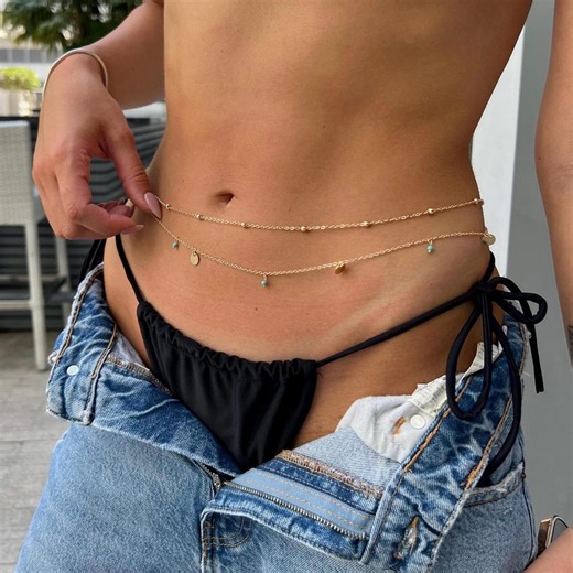 Stainless Steel Belly Chain Set: Summer Beach Body Jewelry - Etsy Canada
