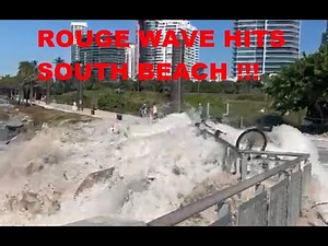 PEOPLE SWEPT AWAY as ROGUE WAVE CRASHES into Miami Beach...chaos ensues!!! #bigwave #naturaldisaster