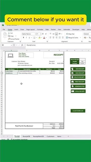 How to Create Receipts in Excel (Automatically!) #excel #tutorial #spreadsheet