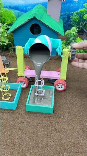 🔥 DIY Mini Tractor Building Cement Pillar Baige | Realistic Construction 🚜