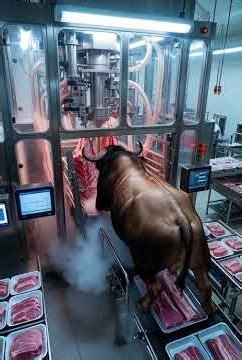 AI Buffalo Meat Processing Line: From Farm to Packaged Products 🐃⚙️📦🤖 | Machinica AI #shorts