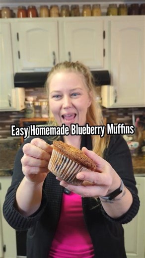 Homemade Blueberry Muffins (Easy Recipe) Soft, homemade blueberry muffins made from scratch. Simple ingredients and an easy recipe we make often. Ingredients: 1/2 cup butter 1 1/4 cups sugar 1 teaspoon vanilla extract 2 eggs 2 cups all-purpose flour 2 teaspoons baking powder 1/2 cup milk 2 cups frozen blueberries Bake: 375°F for 30–35 minutes Full method shown step by step in the video #blueberrymuffins #homemadebaking #bakingfromscratch #easyrecipes #homebaking | Mountain Spring Homestead