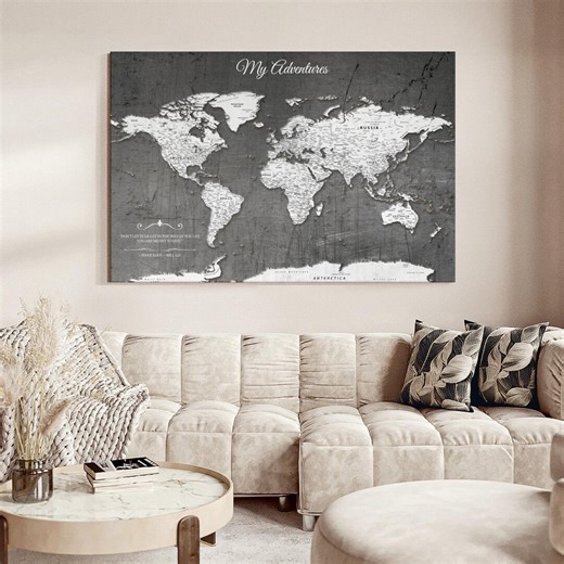 My Adventures Push Pin World Map I - Etsy