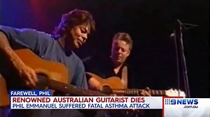 One of Australia's great guitar players, Phil Emmanuel, has died aged 65. Story: https://www.9news.com.au/national/2018/05/25/15/58/phil-emmanuel-dead-australian-guitarist-musician?ocid=Social-9News #9News | http://9News.com.au | 9 News