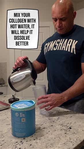 Just a quick look at how I mix collagen into my protein shake. I use a little hot water first so it blends smoothly and doesn't clump. #ProteinShake #Collagen #GymTok #ShakeRecipe #FitnessTips