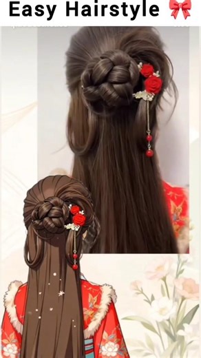 Half-Up Messy Bun Tutorial-Simple Everyday Hairstyle#HairTutorial #MessyBunStyle #EasyHairstyle