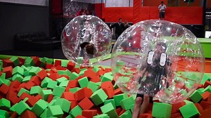 ATTENTION: Battle Balls have entered the building!! These industrial-strength balls of fun can be used throughout the park. Rent one for $5/every half hour. An added bonus, getting across the foam pits is about 150% easier when you roll across in a Battle Ball. | Gravity Factory