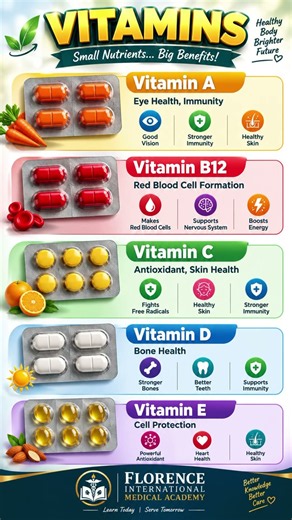 VITAMINS: Small Nutrients, Big Benefits! 💊✨ | Vitamin A, B12, C, D & E