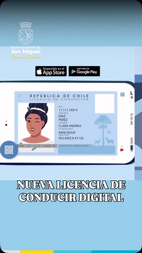 Municipalidad de San Miguel on Instagram: "🚘📱 NUEVA LICENCIA DE CONDUCIR DIGITAL Nuestra comuna lanzó oficialmente la nueva Licencia de Conducir Digital, impulsada por el Ministerio de Transportes y Telecomunicaciones y CONASET. Esta licencia, complementaria a la física, ya está disponible en formato digital para dispositivos móviles y cuenta con: ✅ Validez oficial en todo Chile ✅ Diseño único y moderno (físico + digital) ✅ Código QR de alta seguridad ✅ Información actualizada y protegida 👉 I
