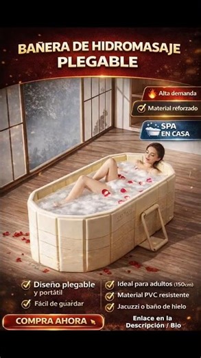 Bañera Plegable Adultos 150cm | Hidromasaje Portátil | Espaciosa y Antideslizante | #shorts