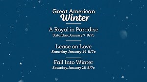 Coming in January! Three #GreatAmericanWinter Premieres! ❄️Jan 7: "A Royal in Paradise" with Rhiannon Fish & Mitchell Bourke ❄️Jan 14: "Lease on Love" with Rebecca Liddiard & Dan Jeannotte ❄️Jan 28 "Fall into Winter" with Lori Loughlin & James Tupper #WelcomeHome | Great American Family