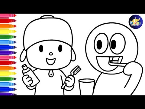 How To Draw Pocoyo & Freddy The Octopus Brushing Their Teeth👶🦷🪥🐙Drawings For Kids‪@dibujos-felices‬