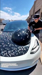 Extreme Heat Forming PPF! Watch How This Camouflage Film Reacts on a Tesla Hood