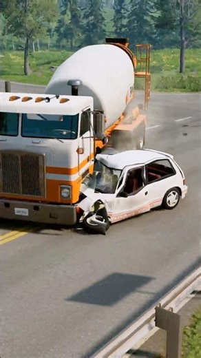 Full Speed Into Big Truck | BeamNG.drive