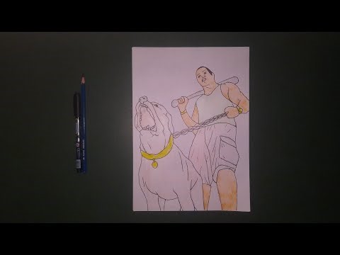 A Angry Dog With His Owner Drawing | Ravi Art