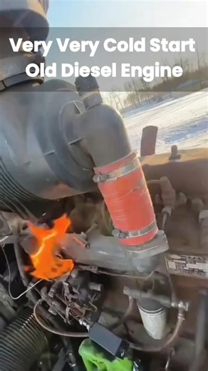 Very Very Cold Start Old Diesel Engine #coldstart #automobile #dieselpower #diesel
