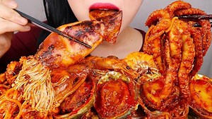 267K views · 588 shares | Spicy Seafood Mukbang Octopus, Squid, Shrimp, Enoki Mushroom | Mukbang Eating Show | Facebook