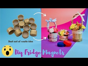 AMAZING FRIDGE MAGNET DIY using Plastic Bottle Caps | BEST OUT OF WASTE CRAFT #bottlecapbasket 🌻🌻