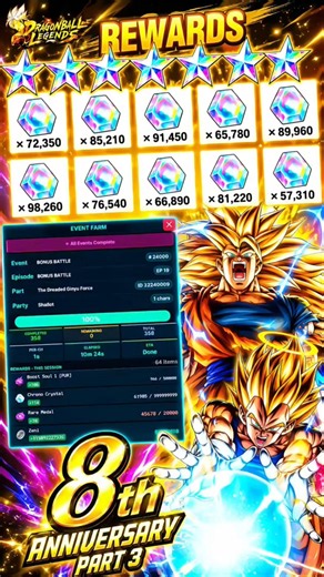 55,000+ CHRONO CRYSTALS FARM MOD is BROKEN! 🤯🔥 8TH Anniversary #dragonballlegends #dblegends #shorts