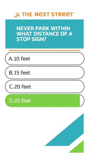 Never park within what distance of a stop sign?
