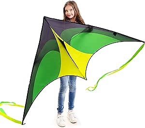 Large Delta Kite for Kids & Adults, Easy to Fly Single Line Kite for Beginners