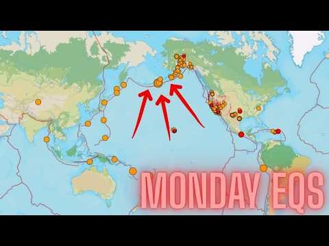 Earthquake activity continues along the Aleutian Trench Alaska area. Bigger EQ coming? Monday update