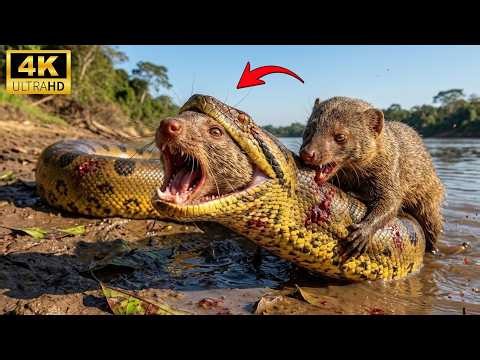 Deadly Ambush: Mongoose Parents vs. Green Anaconda — A Fatal Fight for the Pups in 4K