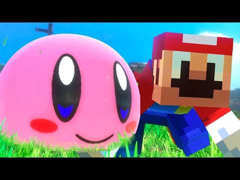 Super Mario Odyssey: Kirby vs Minecraft Mario - Full Game Walkthrough (2-Player Splitscreen Race)