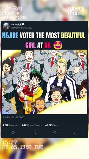 NEJIRE VOTED THE MOST BEAUTIFUL GIRL AT UA 🤩 | #animeedit #myheroacademia #anime