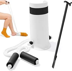 Sock Aids for Putting On Socks Kit - (Sock Helper + 35 Inch Dressing Stick with Sock Remover & Shoe Horn) - Flexible Sock Assistant Device for Seniors & Limited Mobility No Bending