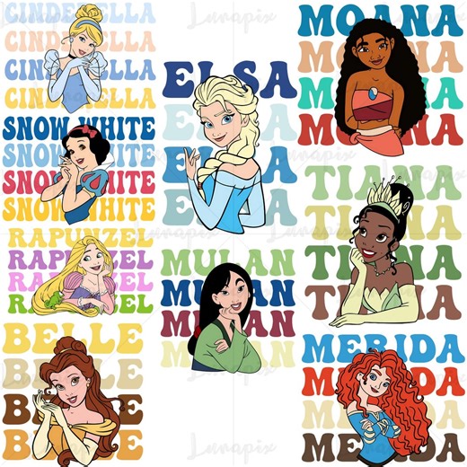 Princess Name PNG Bundle, Digital Download Clipart - Etsy