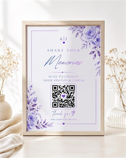 Editable Wedding QR Code Sign Template, Share Memories (instant Download) - Etsy