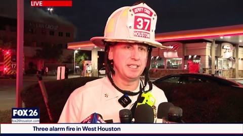 Three-alarm fire near West Sam Houston Parkway: Update from deputy fire chief