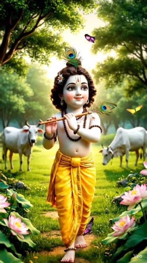 Shree Krishna Ji Divine Walk | Vrindavan Morning Vibes 🌅✨