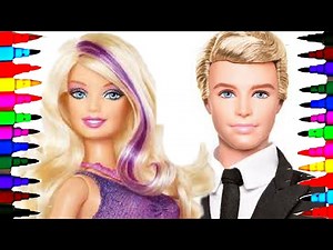 BARBIE Princess and Prince KEN BEST LEARNING Coloring Book l Page For Children Learn Rainbow Colors