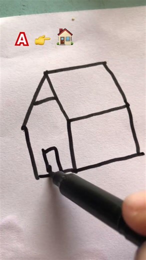 Turning letter A into a house #drawing #shortsvideo
