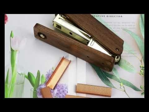 Walnut Stapler in Action | Premium Black Walnut Office Desk Accessories